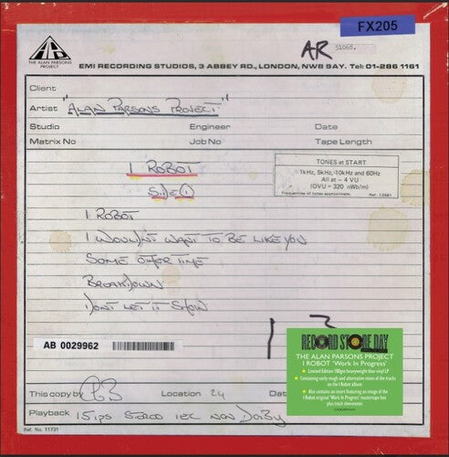 Alan Parsons- I Robot (work In Progress) -RSD25 { VINYL LP }