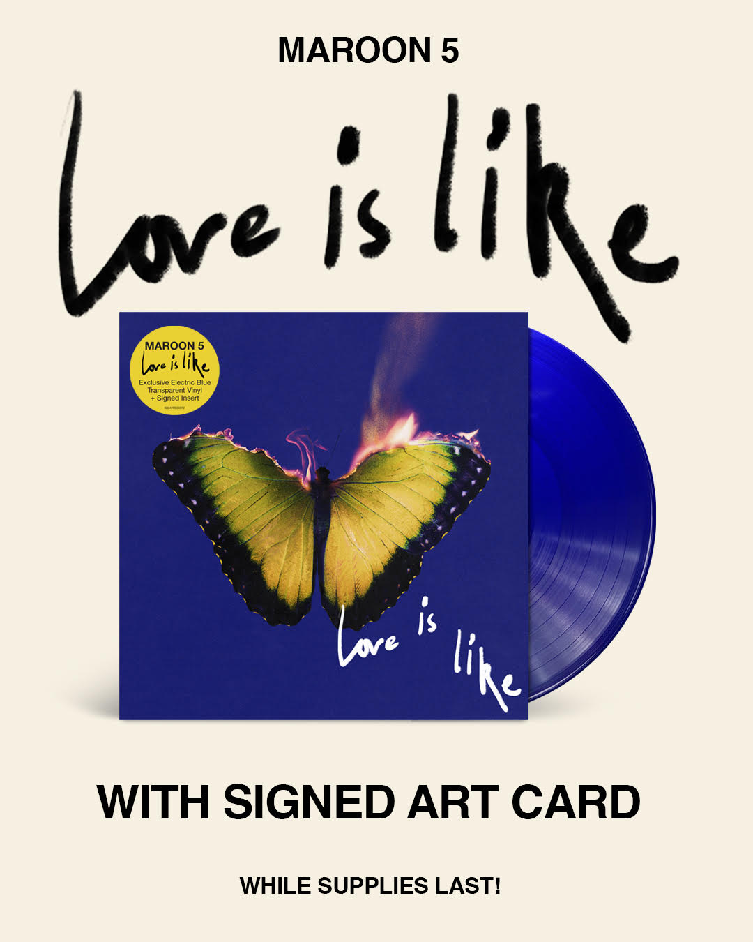 Maroon 5- Love Is Like (Indie Exclusive Vinyl) (Blue Vinyl, Signed Insert) (SEAM SPLIT) (DAMAGED) { VINYL LP }