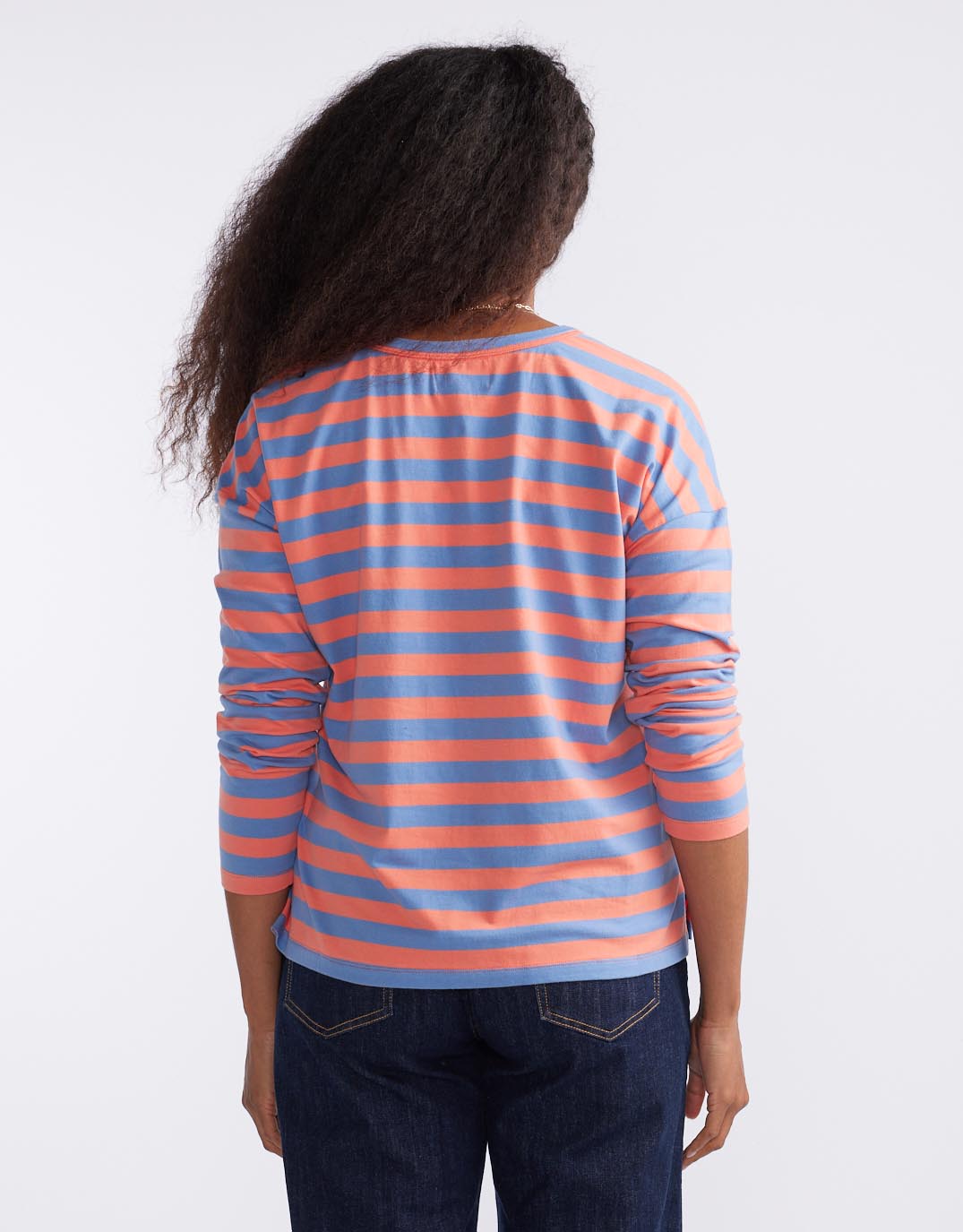 Relaxed Long Sleeve T-Shirt - Melon/Denim Stripe
