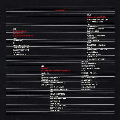 Luigi Nono: Carlo Scarpa - Record