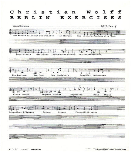 Christian Wolff: Berlin Exercises - Record