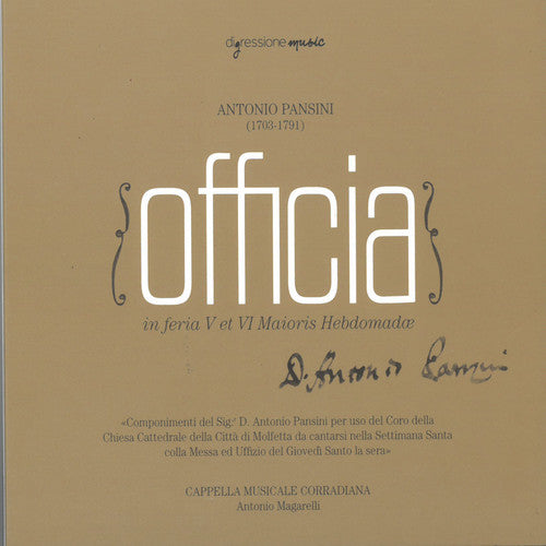Pansini / Cappella Musicale Corradiana: Officia / in Feria V Et Vi Maioris Hebdomadae - Record