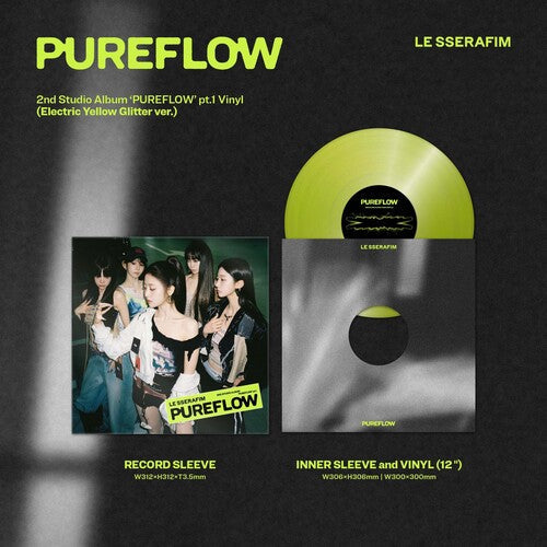 Le Sserafim: 2nd Studio Album 'PUREFLOW' pt.1 [Electric Yellow Glitter ver.] - VINYL