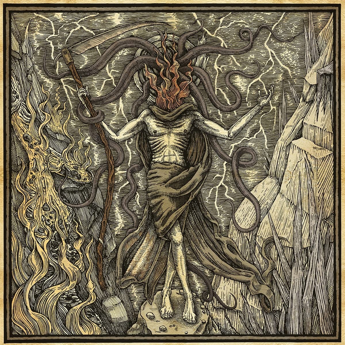 Corpus Christii: Bitter End Of Old - Red & Mustard Swirl + Black Splatter Vinyl - VINYL