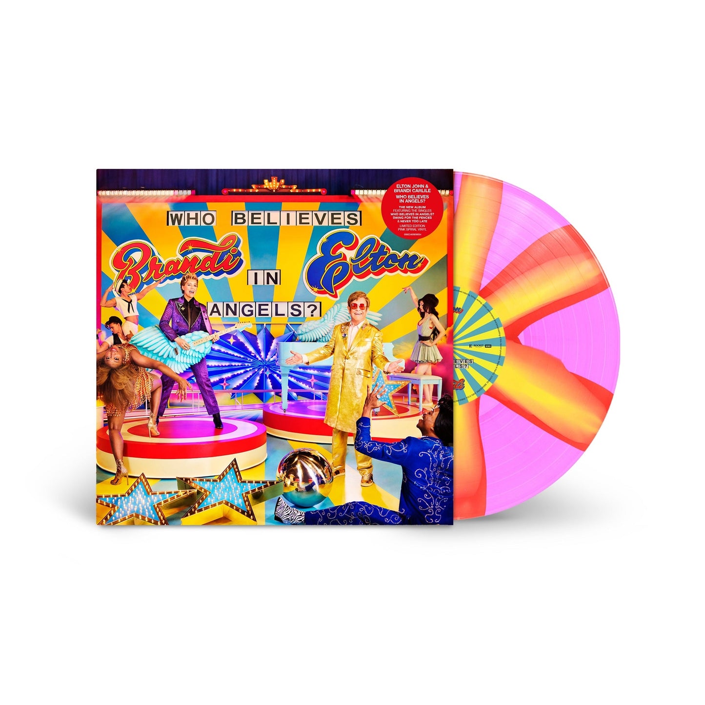 Elton John & Brandi Carlile- Who Believes in Angels? [Pink Spiral LP] (Indie Exclusive Vinyl) (DAMAGED) { VINYL LP }
