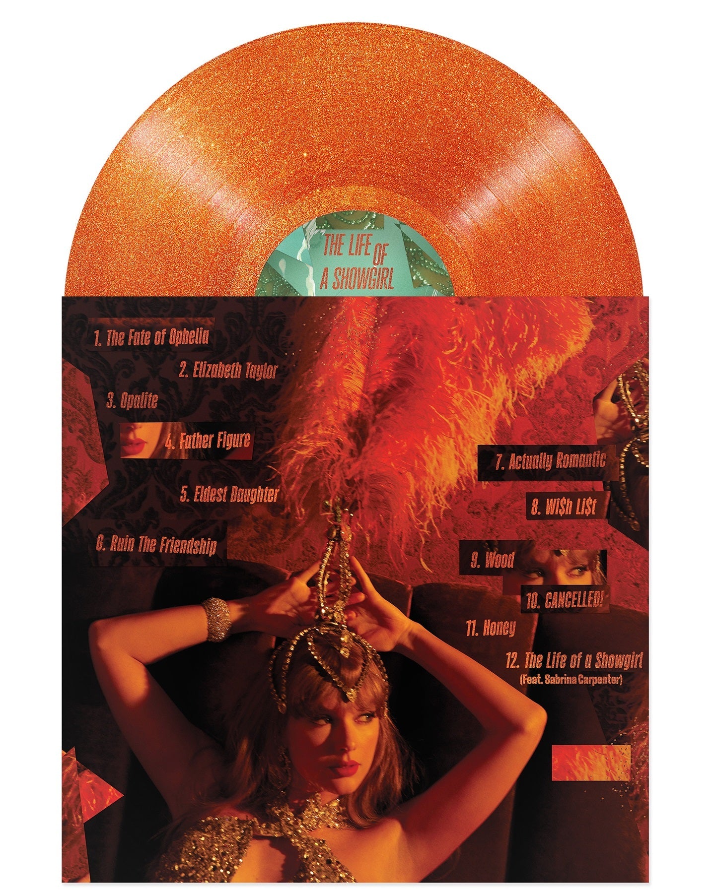 Taylor Swift- The Life of a Showgirl [Sweat and Vanilla Perfume Portofino Orange Glitter Vinyl] { VINYL LP }