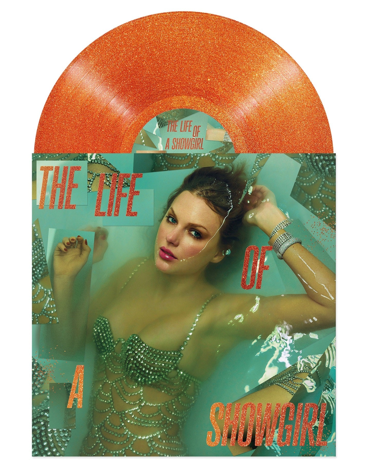 Taylor Swift- The Life of a Showgirl [Sweat and Vanilla Perfume Portofino Orange Glitter Vinyl] { VINYL LP }