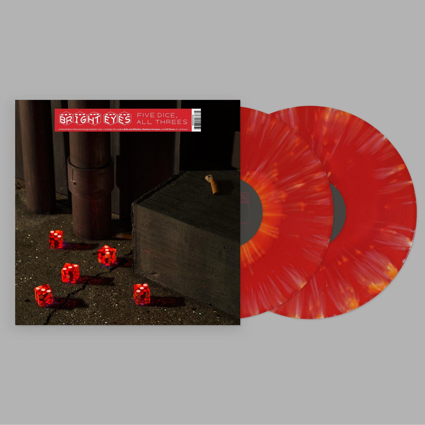 Bright Eyes- Five Dice, All Threes (Red & Orange Splatter 2LP) { VINYL LP }