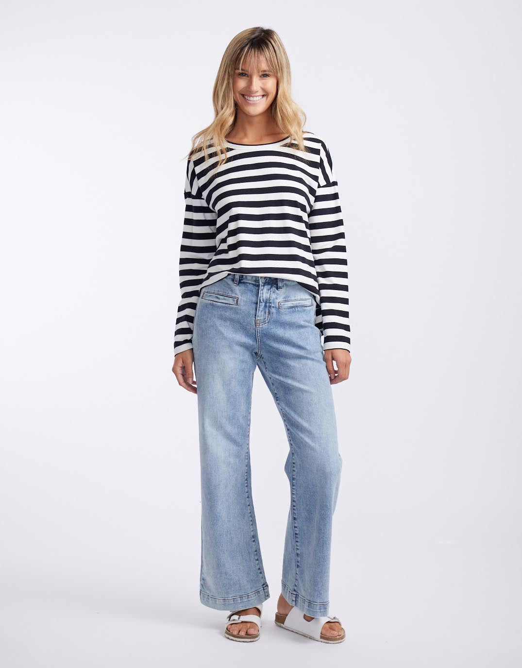 Relaxed Long Sleeve T-Shirt - Frenchie Stripe