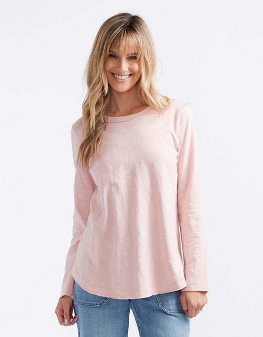 Essential Scoop Hem Long Sleeve T-shirt - Dusty Rose