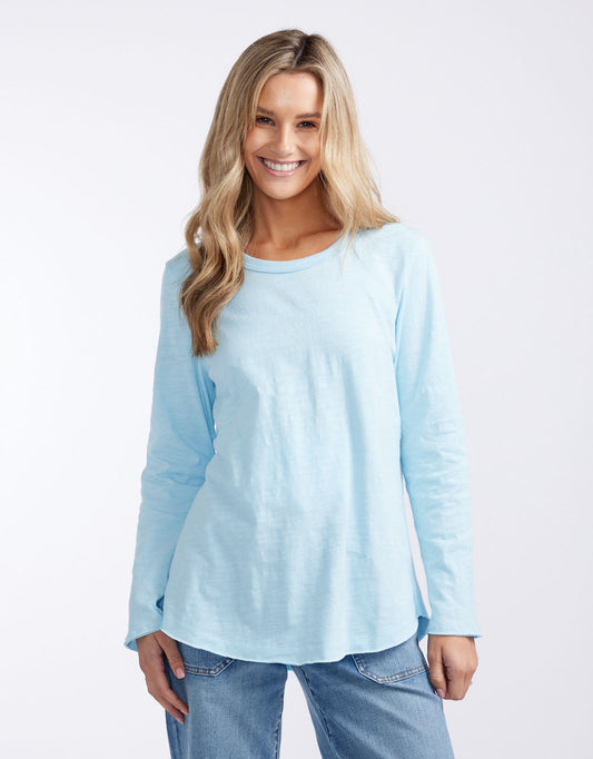 Essential Scoop Hem Long Sleeve T-Shirt - Ice Blue
