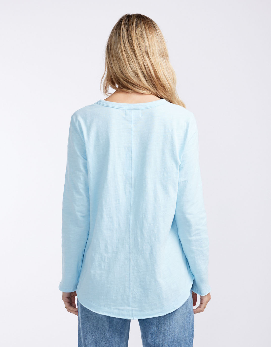 Essential Scoop Hem Long Sleeve T-Shirt - Ice Blue