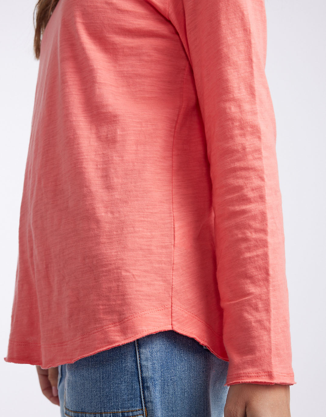 Essential Scoop Hem Long Sleeve T-Shirt - Melon
