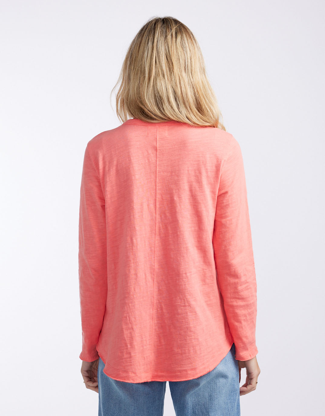 Essential Scoop Hem Long Sleeve T-Shirt - Melon