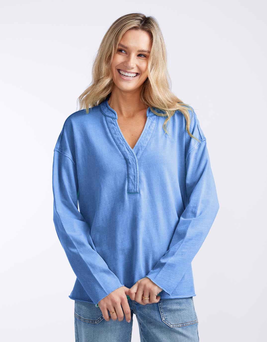 Henley Sunset Top - Danish Blue