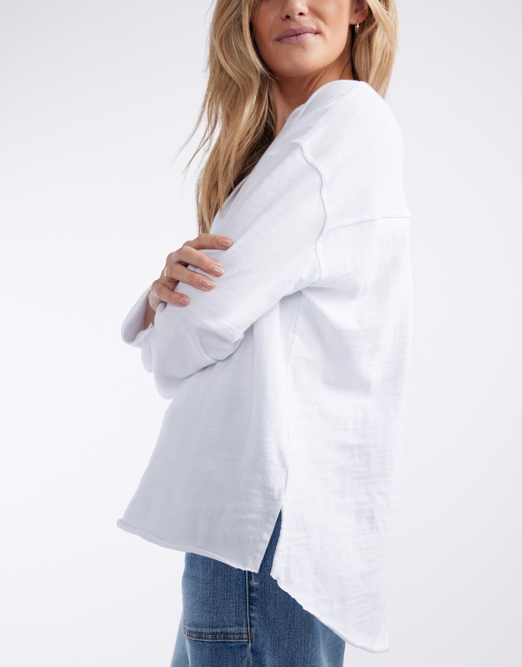 Henley Sunset Top - White