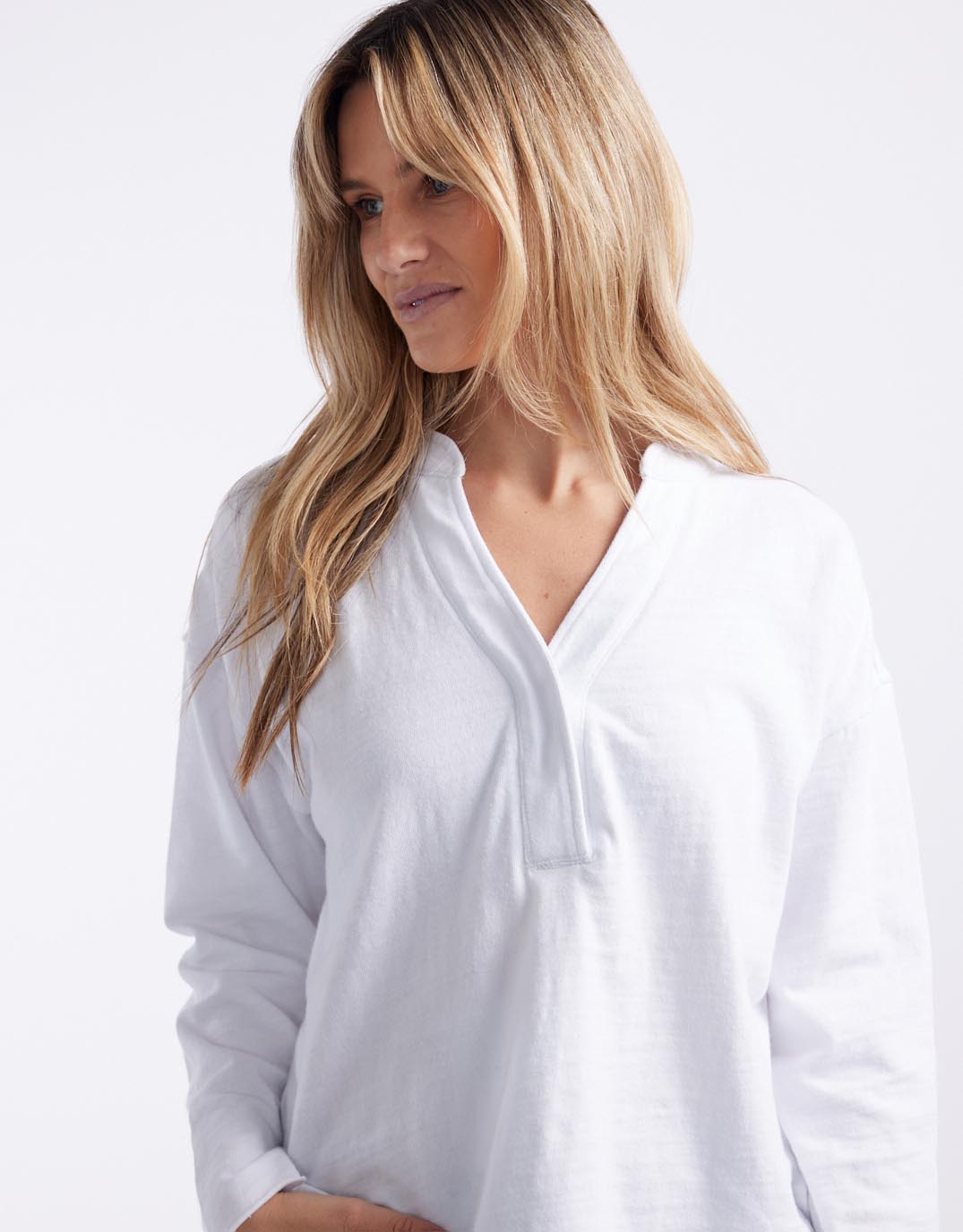 Henley Sunset Top - White