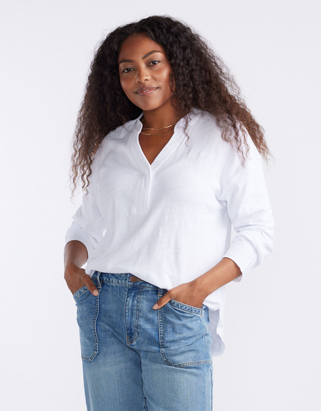 Henley Sunset Top - White