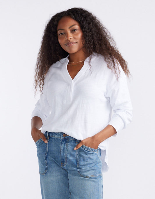 Henley Sunset Top - White