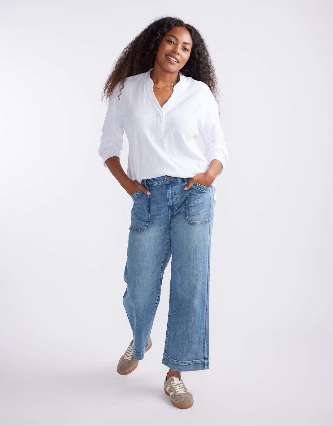 Henley Sunset Top - White