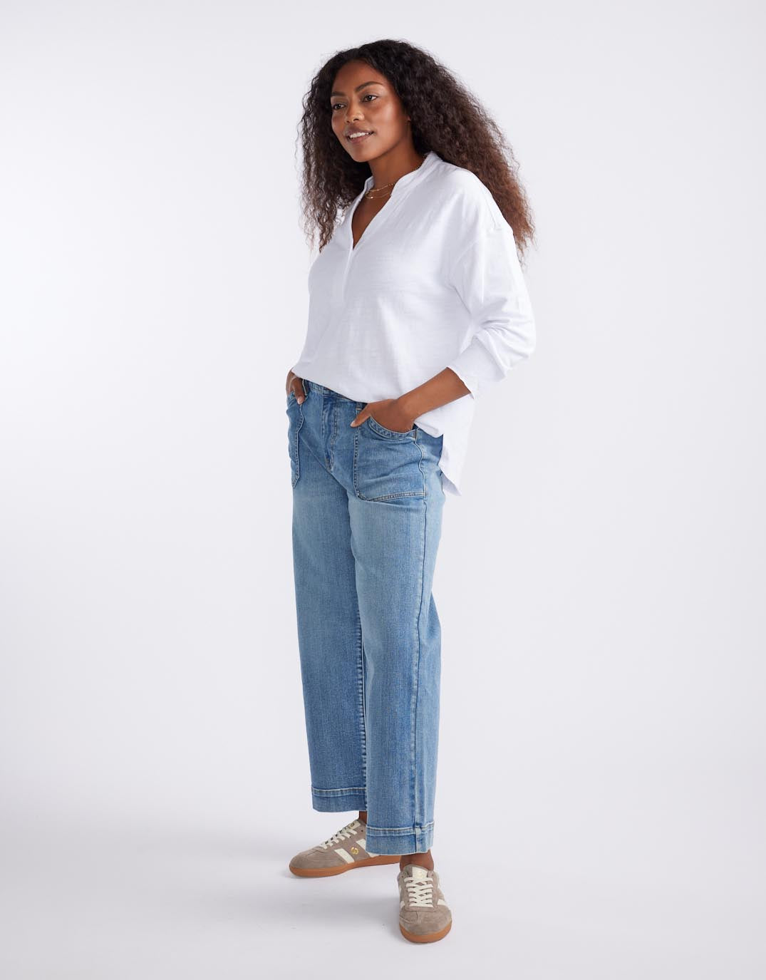 Henley Sunset Top - White