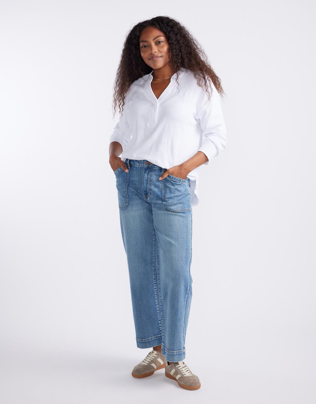 Henley Sunset Top - White